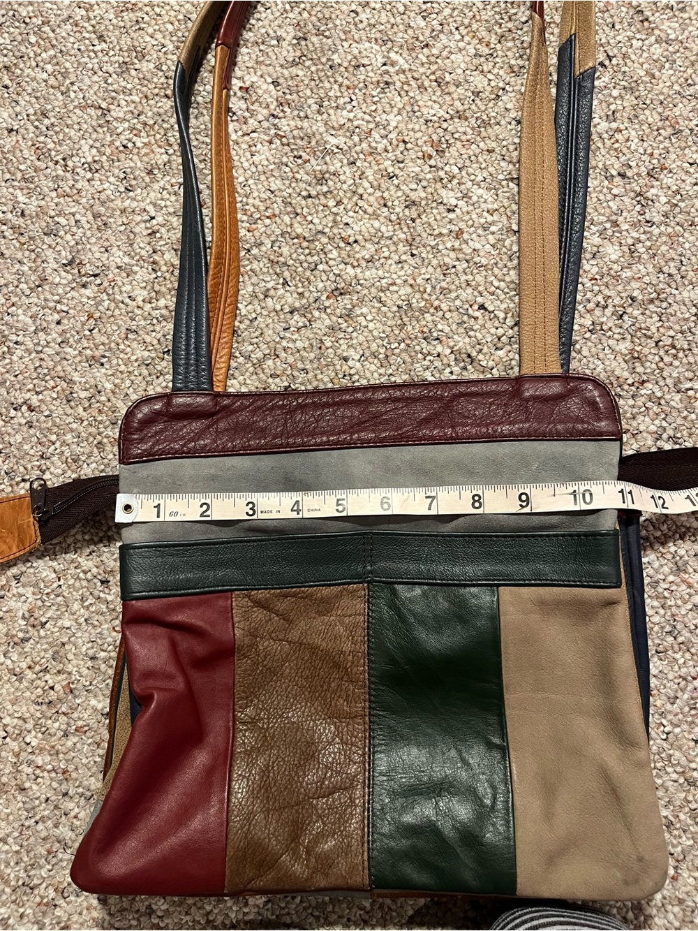 Vintage Colorblock Multicolor Leather Crossbody Bag - Picture 12 of 14
